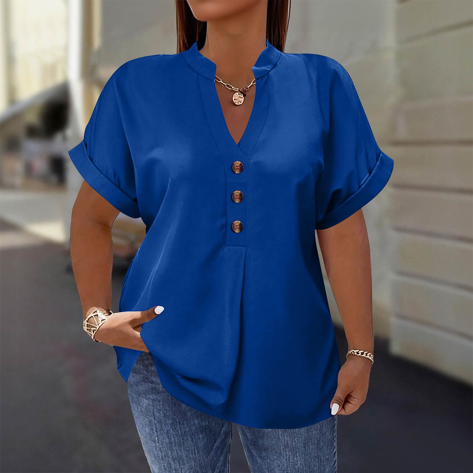 Women s Fashion Short Sleeve V Neck Button Up Blouse Stylish Casual Plus Size Top XXXXL
Women s Fashion Short Sleeve V Neck Button Up Blouse Stylish Casual Plus Size Top XXXXL
