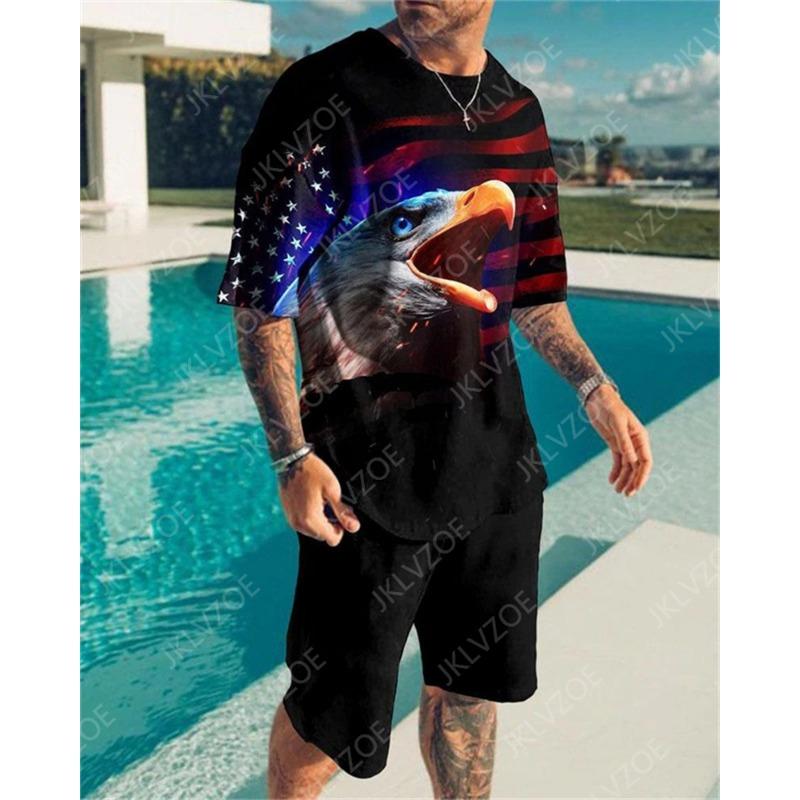 Casual round neck 3D printed shorts set, comfortable and loose L
Casual round neck 3D printed shorts set, comfortable and loose L