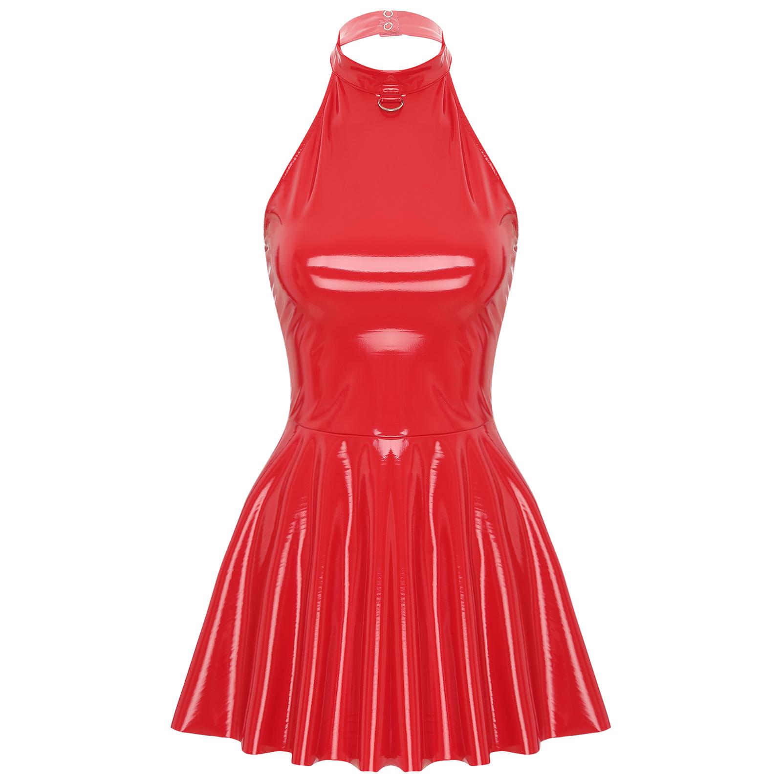 Жіноча сукня з лакованої шкіри, халтер, без рукавів, спідниця-кльош, міні-довжини, для клубної вечірки XL червоний
Жіноча сукня з лакованої шкіри, халтер, без рукавів, спідниця-кльош, міні-довжини, для клубної вечірки XL червоний
