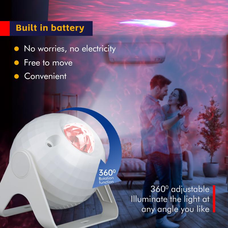 Светодиодный лазерный светильник с вращающейся на 360° головкой, проектор с водяным узором и Bluetooth-динамиком для спальни, бара, вечеринок, подарков
Светодиодный лазерный светильник с вращающейся на 360° головкой, проектор с водяным узором и Bluetooth-динамиком для спальни, бара, вечеринок, подарков