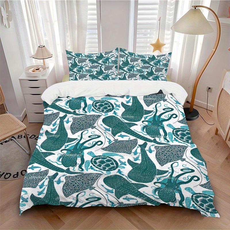 3pcs Ocean Creatures Bedding Cover Set, Fashion Classic Popular Print Bedding Set, Soft Comfortable, All Season Use, For Bedroom, Guest Room 135x200cm
3pcs Ocean Creatures Bedding Cover Set, Fashion Classic Popular Print Bedding Set, Soft Comfortable, All Season Use, For Bedroom, Guest Room 135x200cm