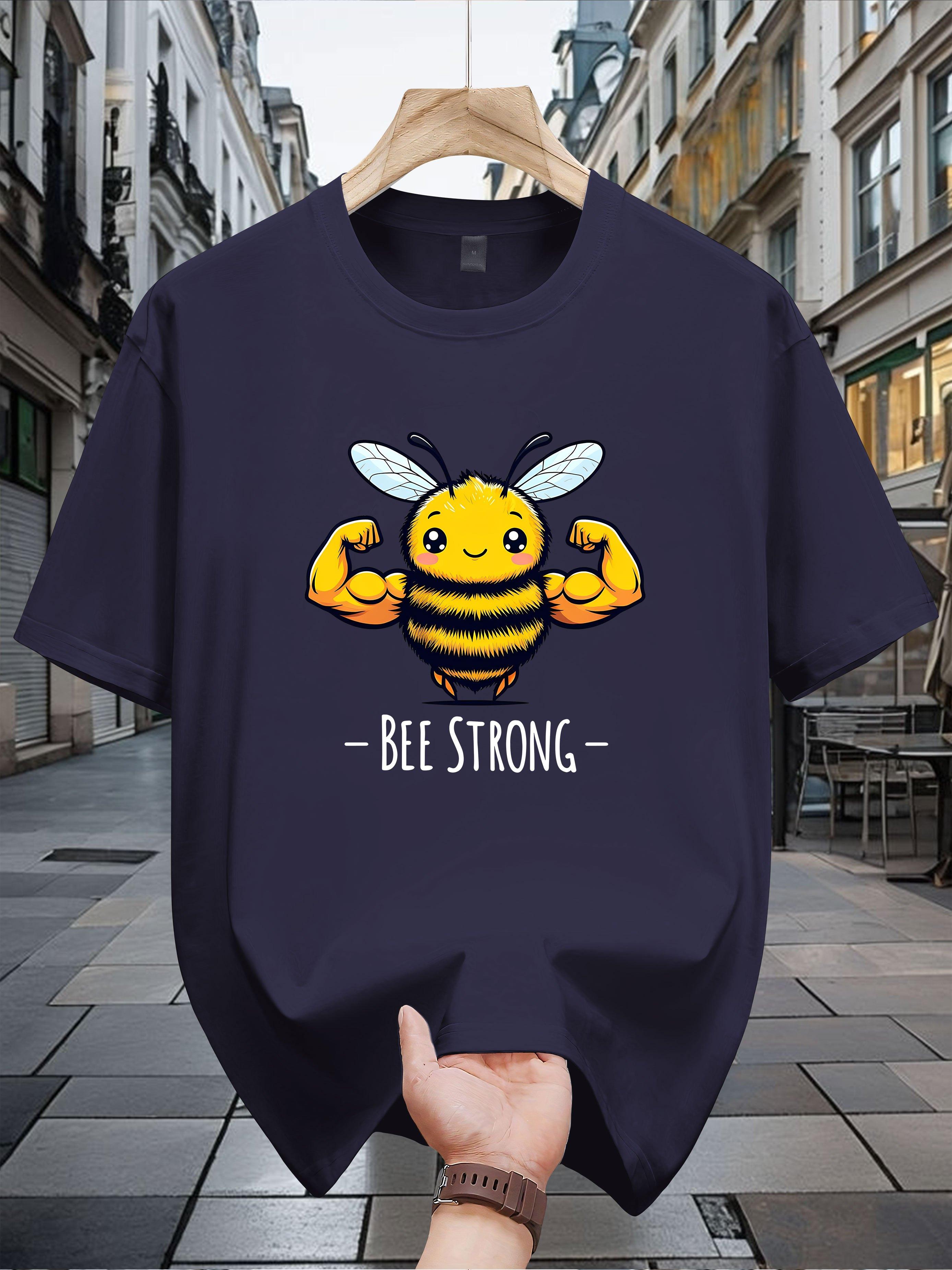 Casual Short Sleeve T-shirt with Cartoon Bee & BEE STRONG Graphic Print - Navy Blue Summer Tee for Adults XXL
Casual Short Sleeve T-shirt with Cartoon Bee & BEE STRONG Graphic Print - Navy Blue Summer Tee for Adults XXL