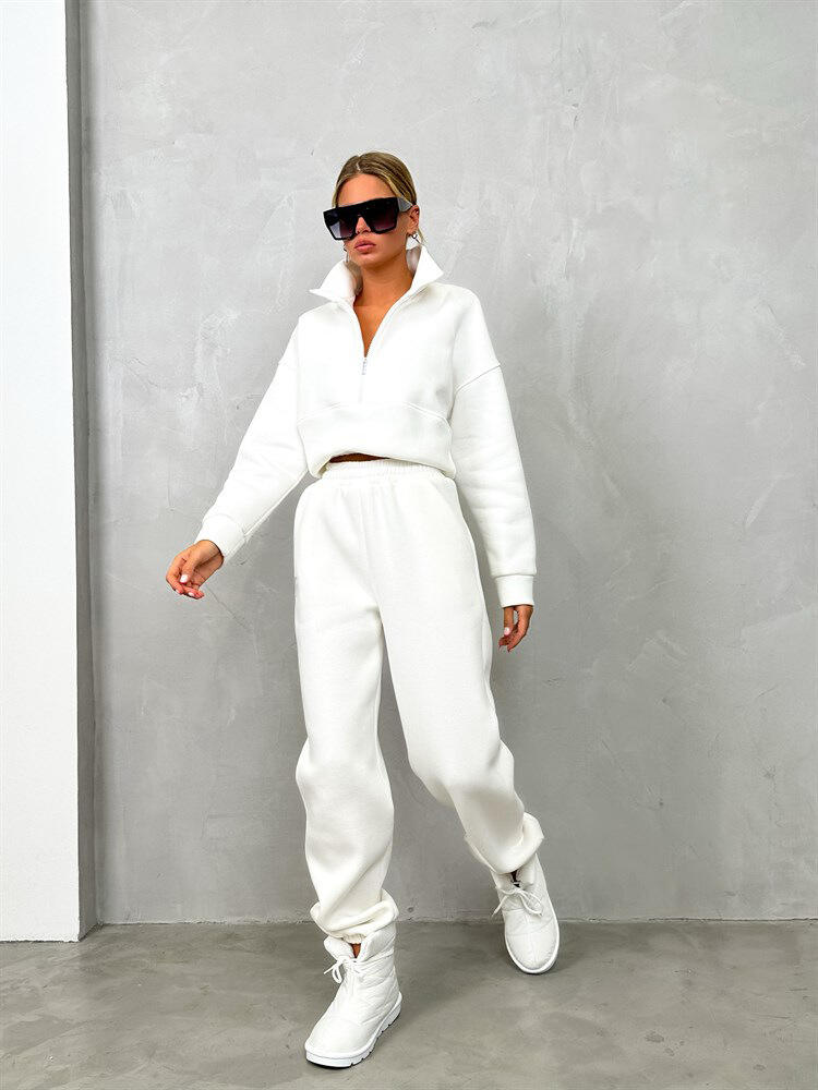 2026 Women s Solid Color Sports Suit Long Sleeve Zipper Stand Collar Female s Casual Wear Pocket Waist Pants Two Piece Sets XL білий
2026 Women s Solid Color Sports Suit Long Sleeve Zipper Stand Collar Female s Casual Wear Pocket Waist Pants Two Piece Sets XL білий