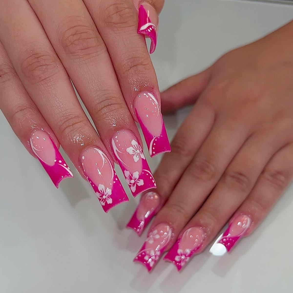 Rose Red Medium Length Rectangle French Tip Flower Faux Nails - Removable Nail Art Patches
Rose Red Medium Length Rectangle French Tip Flower Faux Nails - Removable Nail Art Patches