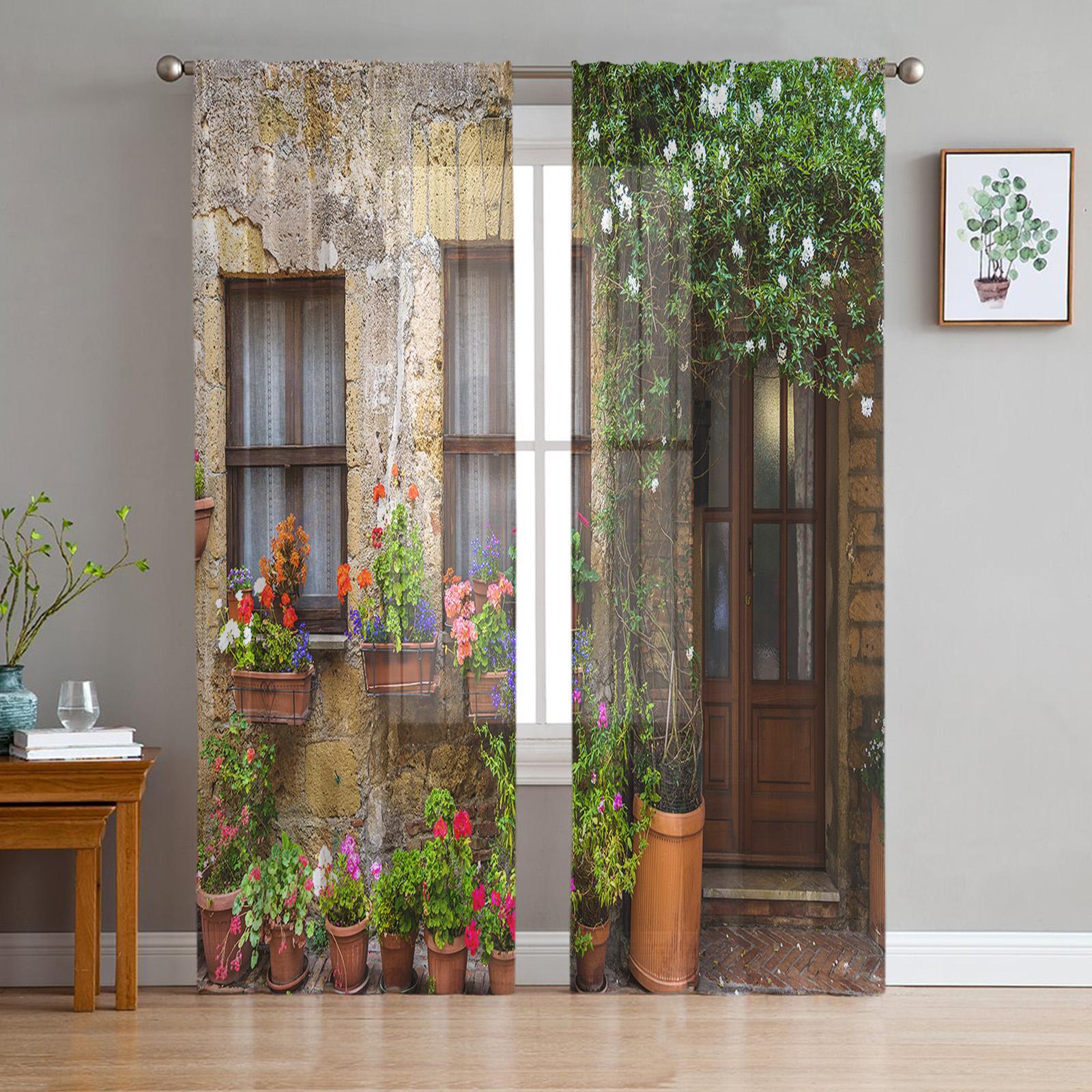 Европейский дворик оконное оформление тюль современные прозрачные шторы для кухни гостиная спальня шторы украшения W135 x H114cm