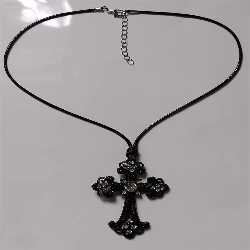 Large Detailed Rhinestone Cross Choker Spiral Hippie Necklace Goth Punk Women Fashion Statement Crucifix Charm Jewelry Gift чорний білий колір
Large Detailed Rhinestone Cross Choker Spiral Hippie Necklace Goth Punk Women Fashion Statement Crucifix Charm Jewelry Gift чорний білий колір
