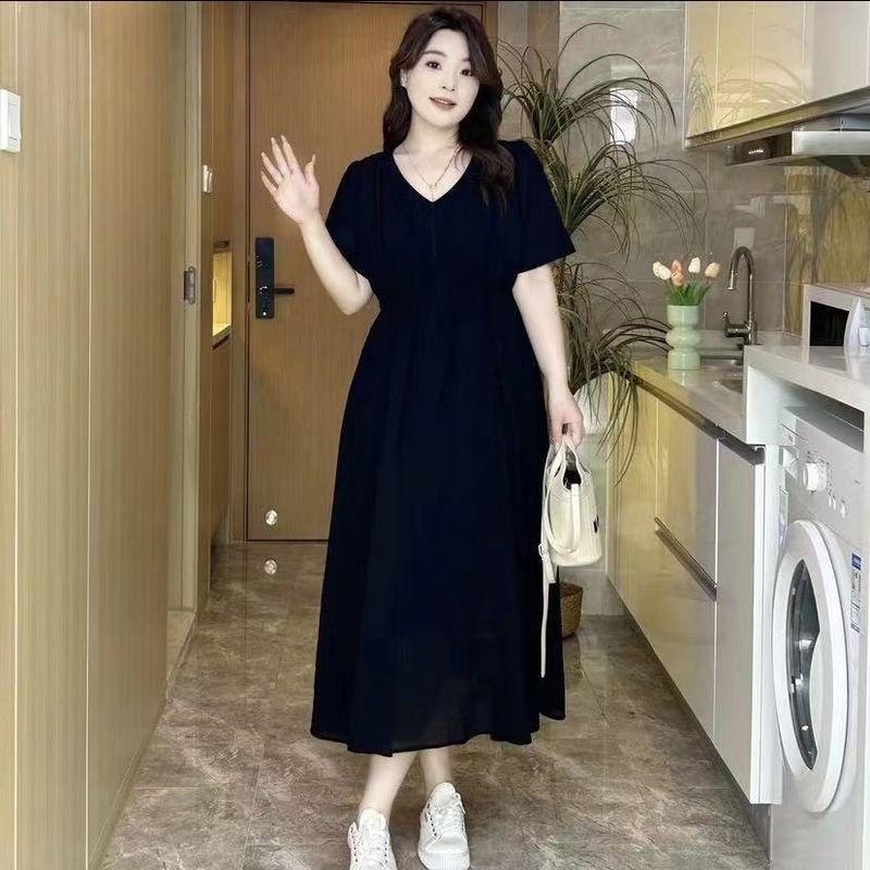 Gentle Heart French Short Sleeve Slim Looking Slim-Fit Dress Black 4XL
Gentle Heart French Short Sleeve Slim Looking Slim-Fit Dress Black 4XL