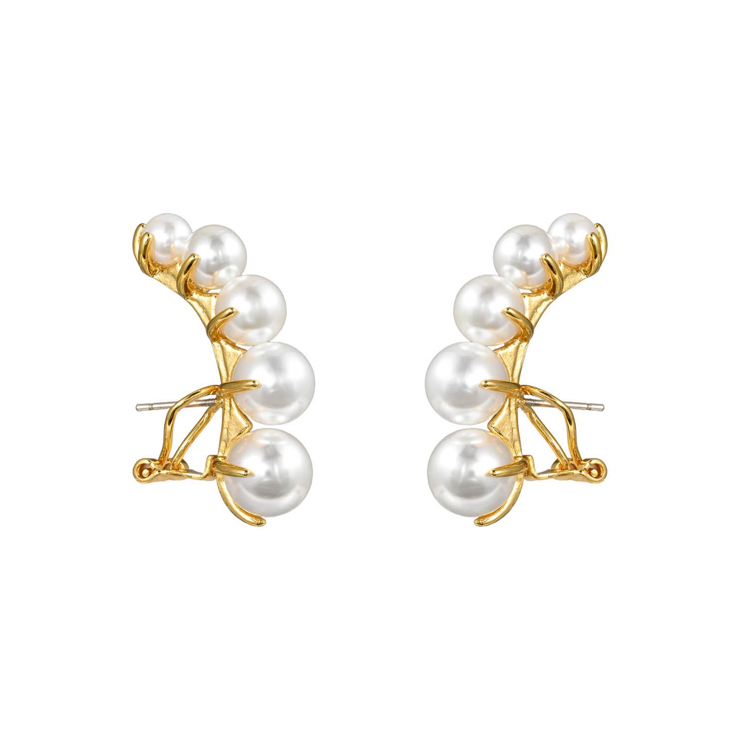 Elegant Round Pearl Earrings - Chic Design with 925 Silver Studs & Ear Cuff for Women
Elegant Round Pearl Earrings - Chic Design with 925 Silver Studs & Ear Cuff for Women