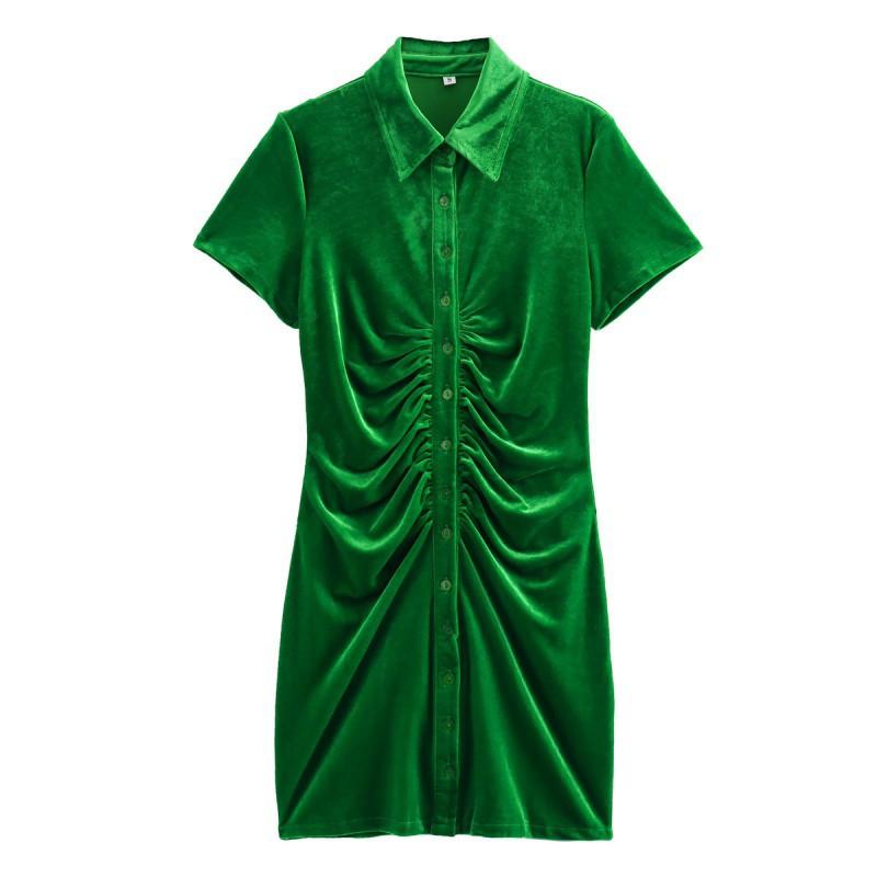 European American Women s Clothing Summer Sexy Figure-fitting Velvet Pleated Short-sleeved Dress S зелений
European American Women s Clothing Summer Sexy Figure-fitting Velvet Pleated Short-sleeved Dress S зелений