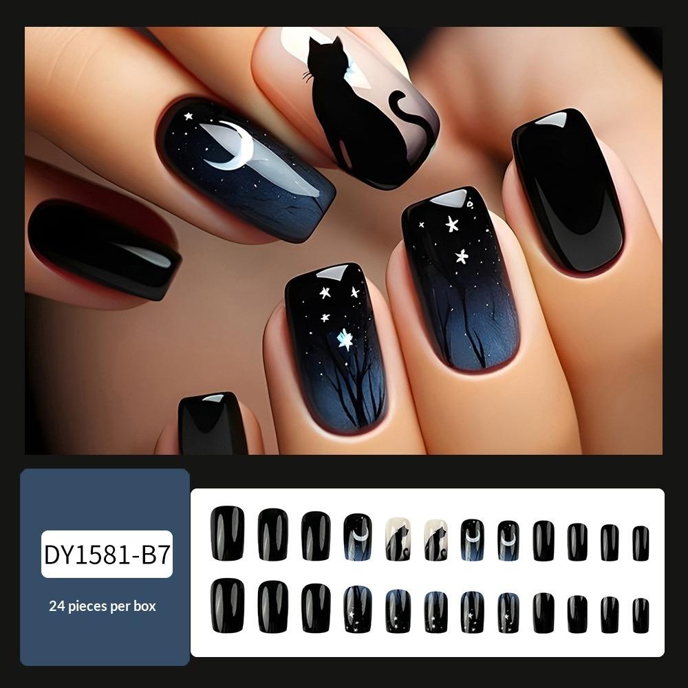 Ins Wind Cartoon Black Cat Manicure Film, Dark Night Blue Starry Sky Gradual Change Nail Patch Wear Armor
Ins Wind Cartoon Black Cat Manicure Film, Dark Night Blue Starry Sky Gradual Change Nail Patch Wear Armor
