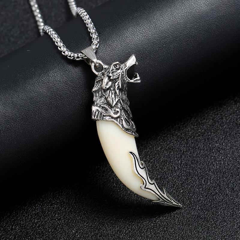 Fashionable Silver Wolf Head Natural Stone Wolf Tooth Pendant Dragon Head Necklace Men\ s Rock and Roll Motorcycle Party Jewelry
Fashionable Silver Wolf Head Natural Stone Wolf Tooth Pendant Dragon Head Necklace Men\ s Rock and Roll Motorcycle Party Jewelry