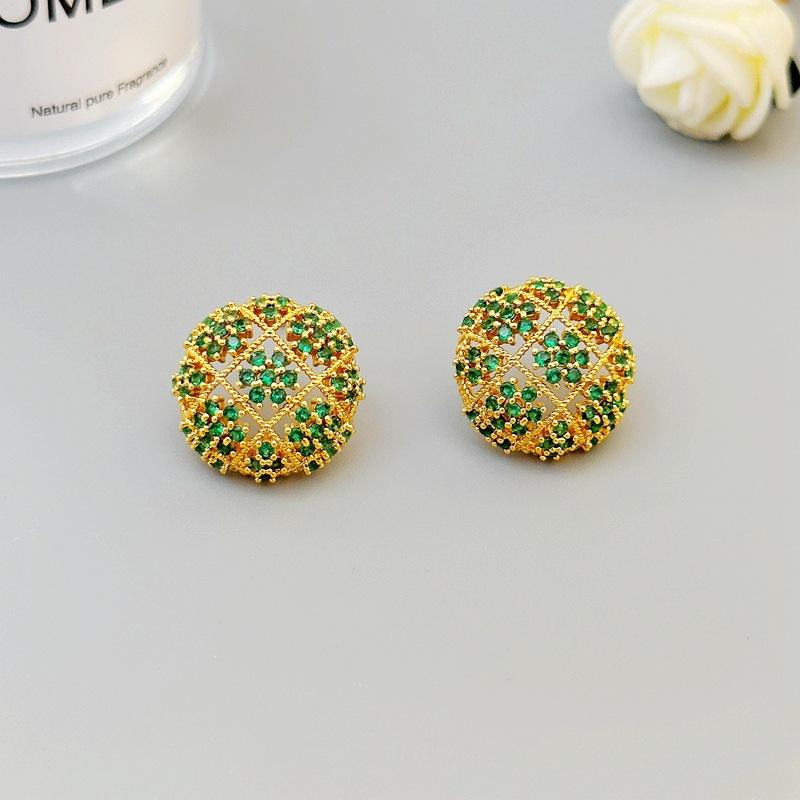 French Trendy Round Green Zircon Stud Earrings, High-End Flowery Women S Earrings зелений
French Trendy Round Green Zircon Stud Earrings, High-End Flowery Women S Earrings зелений