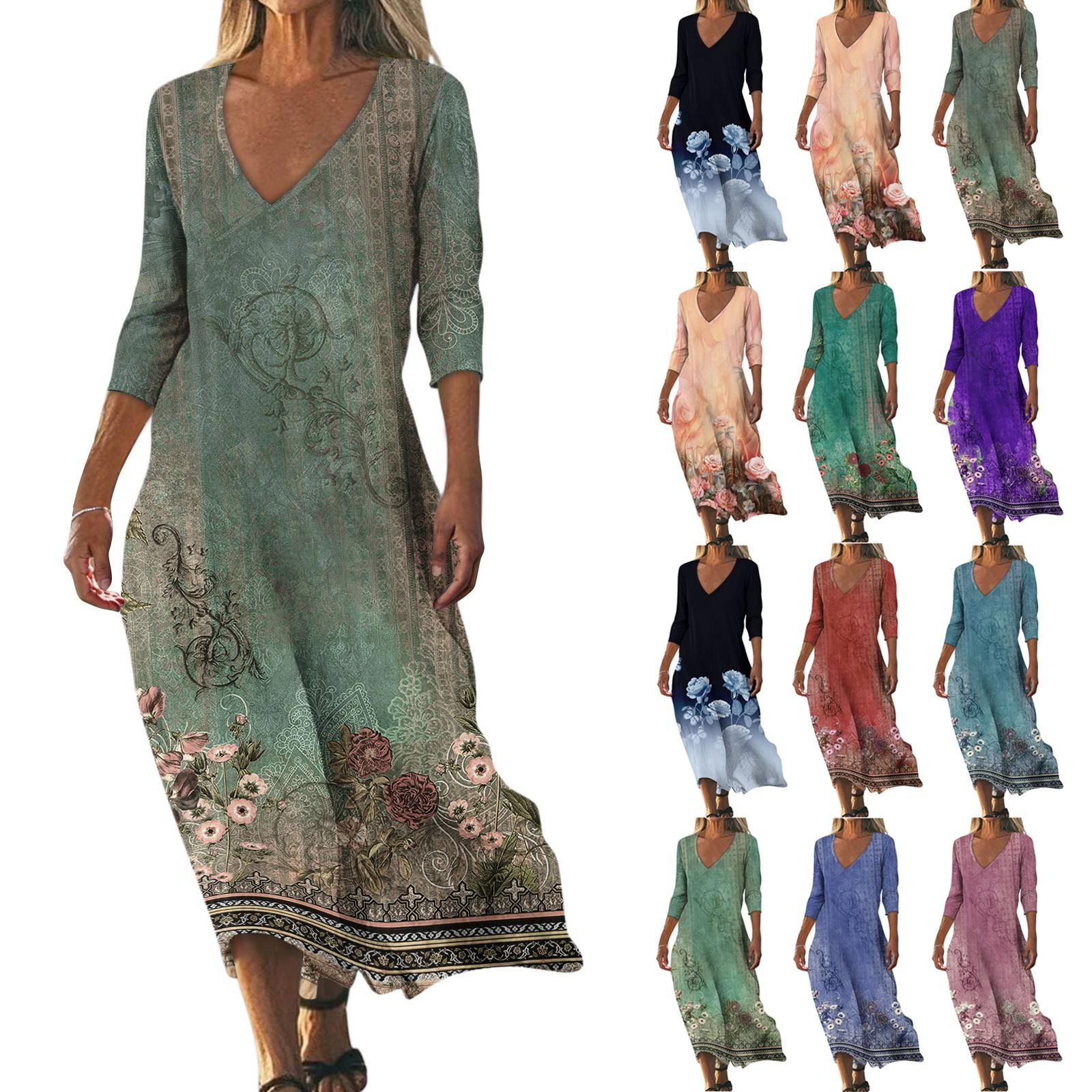 Dresses For Womens Vintage Print Tunic Waisted Midi Dress Summer Casual 3/4 Sleeve Dress L зелений
Dresses For Womens Vintage Print Tunic Waisted Midi Dress Summer Casual 3/4 Sleeve Dress L зелений