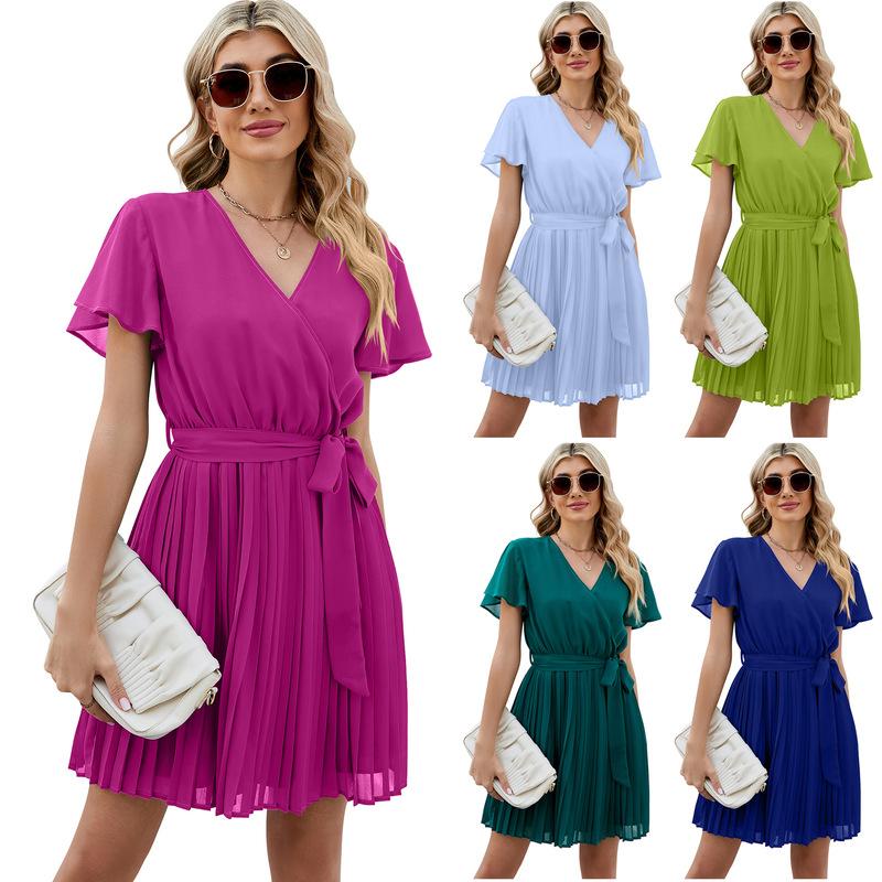2024 Summer Women Dress New Female V-neck Pleated Dress Double Layered Lace Up Chiffon Dress Beach Dress Women s Summer Clothing S синій
2024 Summer Women Dress New Female V-neck Pleated Dress Double Layered Lace Up Chiffon Dress Beach Dress Women s Summer Clothing S синій