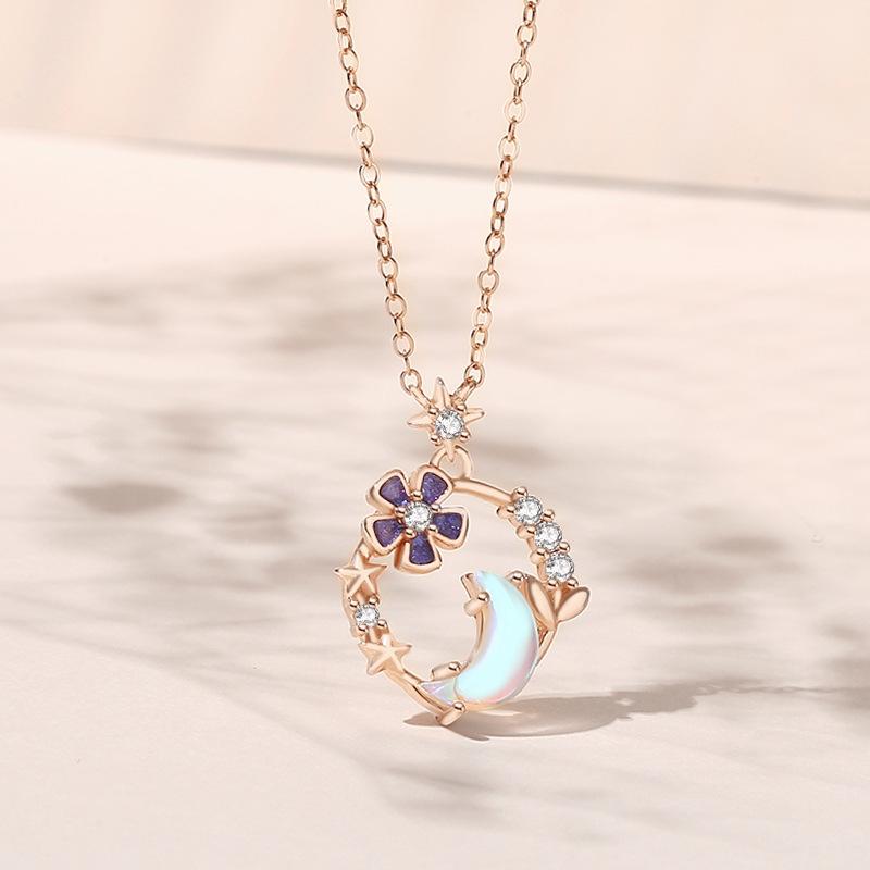 Танциз Стерлингового Серебра 925 Классическое Женское Ожерелье Кулон Циркон Модный Подарок розового золота