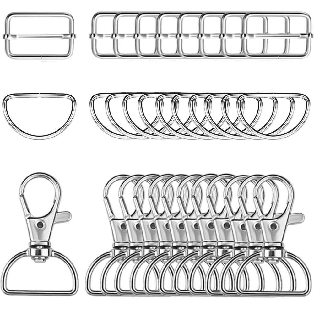 56Pcs Bags Hardware D Ring and Slider Clasp Set Metal Buckles Lanyard Snap Hooks Strap Making 2.5cm срібний
56Pcs Bags Hardware D Ring and Slider Clasp Set Metal Buckles Lanyard Snap Hooks Strap Making 2.5cm срібний