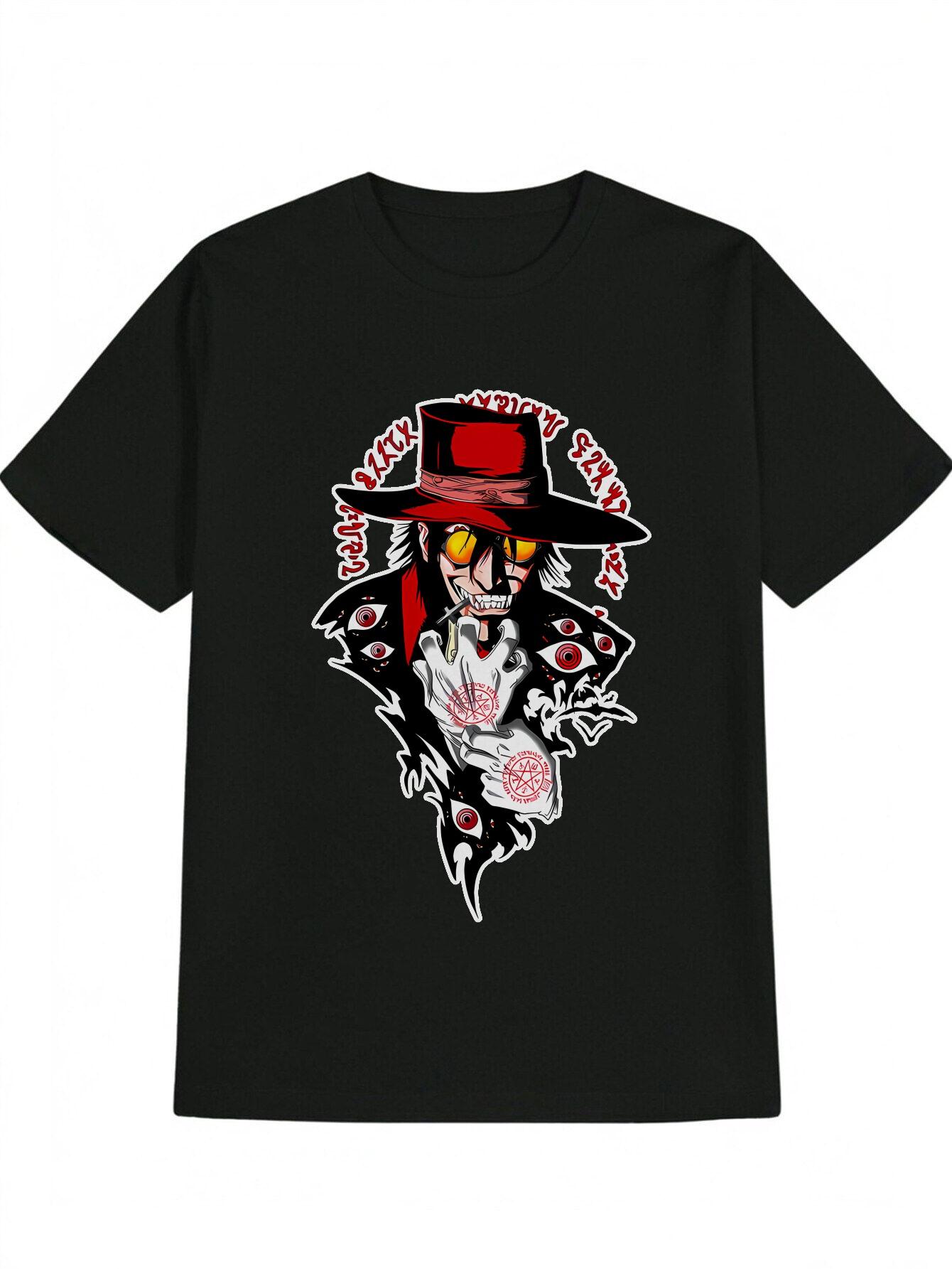 Casual Graphic T-shirt - Black Round Neck Summer Tee with Edgy Wide-Brimmed Hat & Red Accents Print XXL
Casual Graphic T-shirt - Black Round Neck Summer Tee with Edgy Wide-Brimmed Hat & Red Accents Print XXL