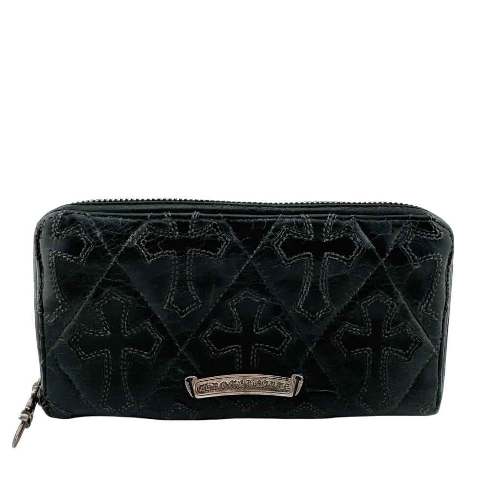 CHROME HEARTS Zip Around Quilted Cemetery Cross Patch Dagger Zipper leather REC F ZIP Purse black leather Used
CHROME HEARTS Zip Around Quilted Cemetery Cross Patch Dagger Zipper leather REC F ZIP Purse black leather Used