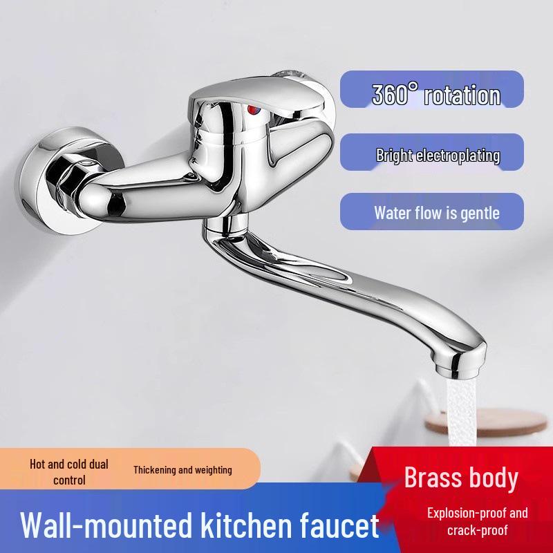 Rotatable Copper Wall-Mounted Faucet for Kitchen, Veggie Basin, and Laundry: Hot & Cold Two-in-One
Rotatable Copper Wall-Mounted Faucet for Kitchen, Veggie Basin, and Laundry: Hot & Cold Two-in-One