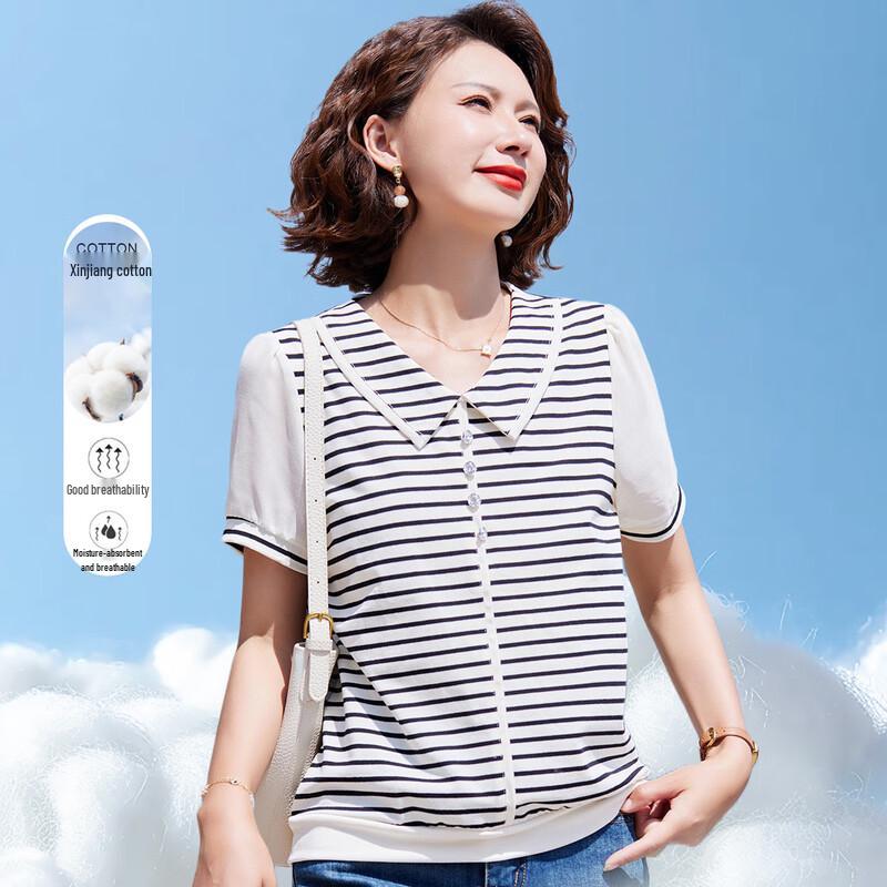 Женский летний полосатый топ с коротким рукавом свободного кроя 2XL
Женский летний полосатый топ с коротким рукавом свободного кроя 2XL