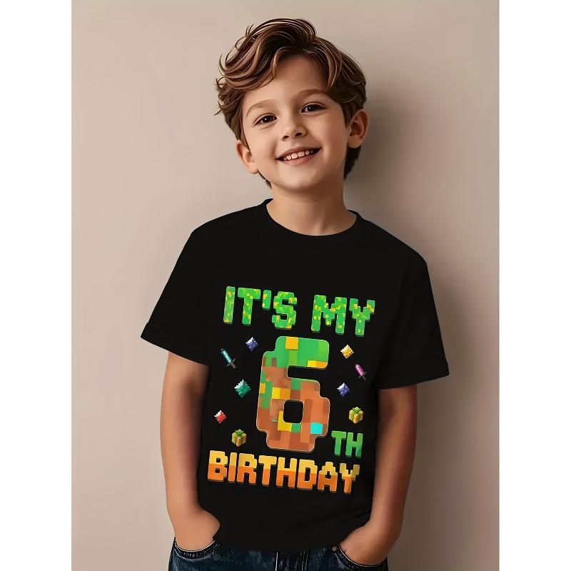 European sizes 6th Birthday Pixel Theme Party Outfit - 6 Years Number 6 Print T-Shirt, Short Sleeve Round Neck Casual 134cm чорний
European sizes 6th Birthday Pixel Theme Party Outfit - 6 Years Number 6 Print T-Shirt, Short Sleeve Round Neck Casual 134cm чорний