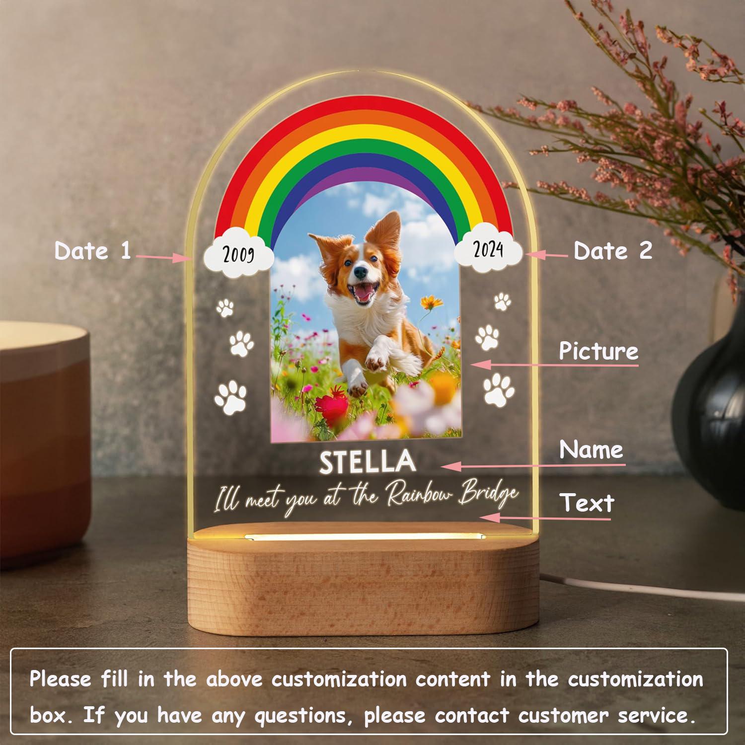 Personalized Dog Cat Memorial Acrylic Photo Plaque Custom Picture Name Date Engraved Sympathy Gift 2 Designs Rainbow Bridge Pet 1-Color Base
Personalized Dog Cat Memorial Acrylic Photo Plaque Custom Picture Name Date Engraved Sympathy Gift 2 Designs Rainbow Bridge Pet 1-Color Base