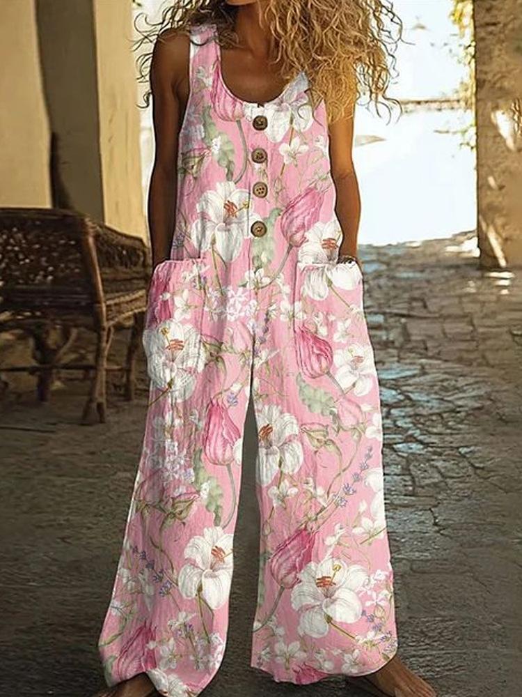 Women s Sleeveless Floral Print Jumpsuit with Front Button Placket and Side Pockets XXXL
Women s Sleeveless Floral Print Jumpsuit with Front Button Placket and Side Pockets XXXL