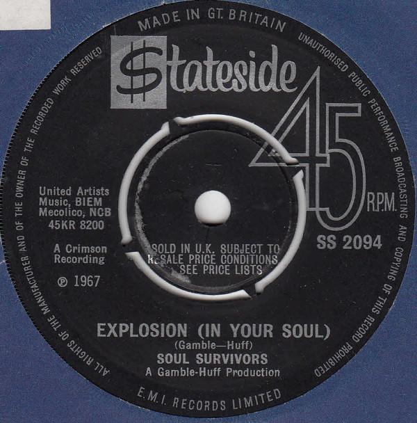 7inch Record SOUL SURVIVORS - Explosion (In Your Soul) SS2094 Stateside 1968 UK Rock Used
7inch Record SOUL SURVIVORS - Explosion (In Your Soul) SS2094 Stateside 1968 UK Rock Used