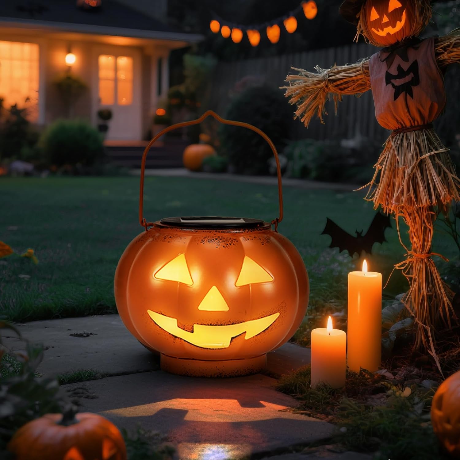 Сонячні ліхтарі-гарбузи на Хелловін - Підвісний сонячний ліхтар Jack O Lantern, Водонепроникний для подвір я, Тераси, Саду, Моторошний декор, Прикраси для вечірки на Хелловін
Сонячні ліхтарі-гарбузи на Хелловін - Підвісний сонячний ліхтар Jack O Lantern, Водонепроникний для подвір я, Тераси, Саду, Моторошний декор, Прикраси для вечірки на Хелловін