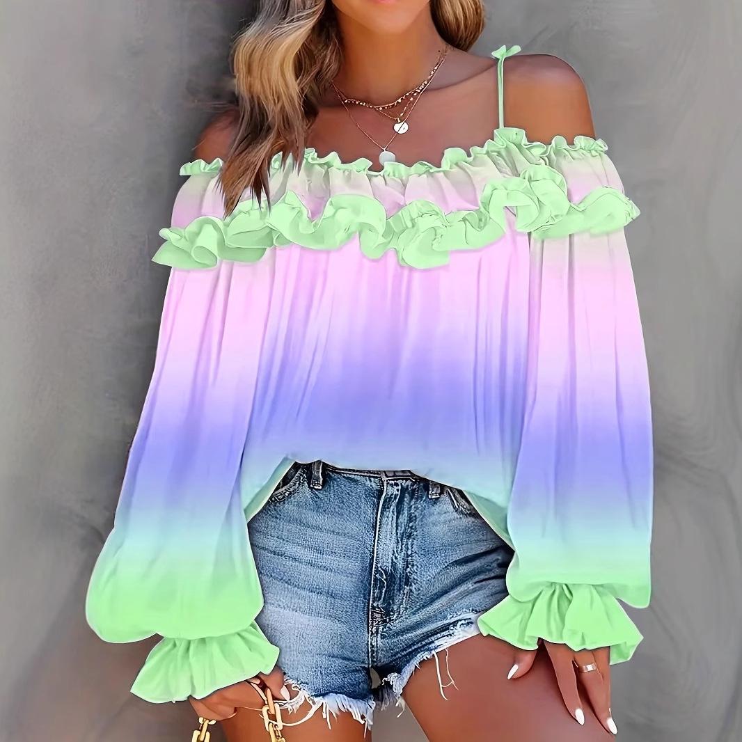 Топ с открытыми плечами, контрастным градиентом, кружевом и кружевом, женские блузки и рубашки большого размера M синий
Топ с открытыми плечами, контрастным градиентом, кружевом и кружевом, женские блузки и рубашки большого размера M синий