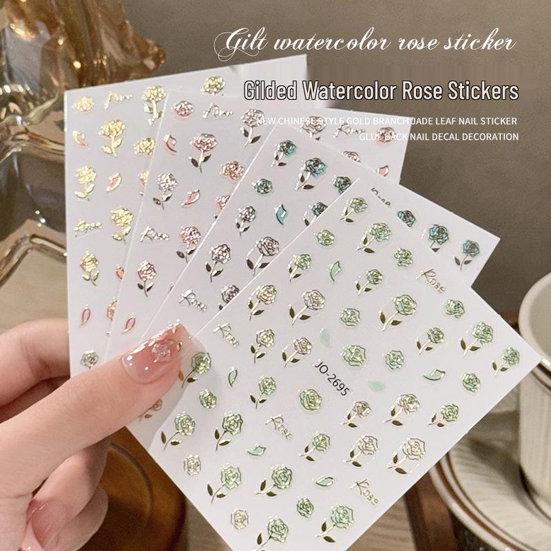 Retro Gilded Watercolor Rose Embossed Nail Stickers - Waterproof, Hot Stamping, National Style
Retro Gilded Watercolor Rose Embossed Nail Stickers - Waterproof, Hot Stamping, National Style