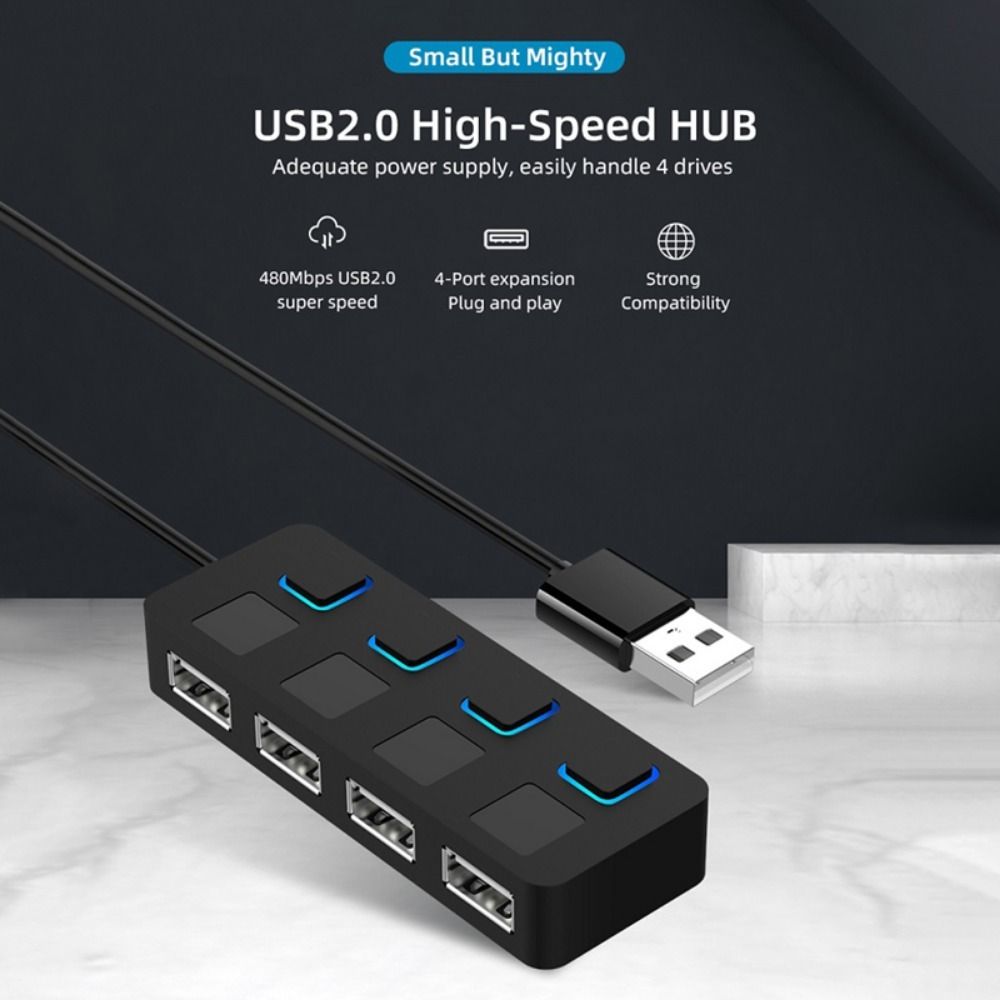 4 Ports Fast Transmission Data Transfer USB Splitter USB 2.0 HUB Independent On/Off Switch Expander
4 Ports Fast Transmission Data Transfer USB Splitter USB 2.0 HUB Independent On/Off Switch Expander