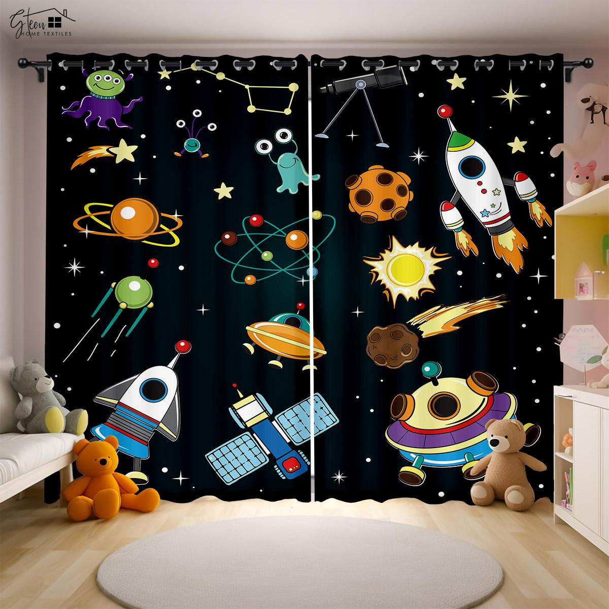 Cartoon Universe Drapes Astronaut Spaceship Rocket Moon Alien Children s Room Children s Bedchamber 3D Printing Drapes W50xH130(CM)x2PCS&Rod pocket
Cartoon Universe Drapes Astronaut Spaceship Rocket Moon Alien Children s Room Children s Bedchamber 3D Printing Drapes W50xH130(CM)x2PCS&Rod pocket