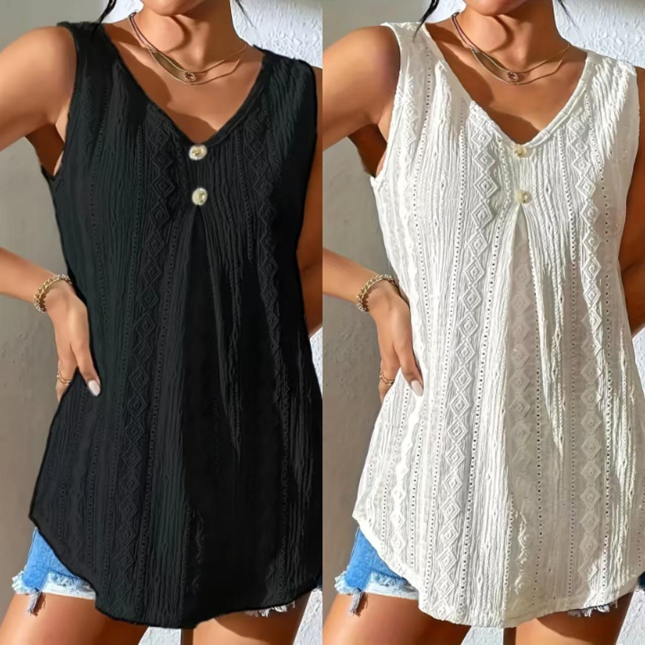 Women Summer Loose Jacquard Hollow Out T-shirt V-neck Sleeveless Vest Tops XXL чорний
Women Summer Loose Jacquard Hollow Out T-shirt V-neck Sleeveless Vest Tops XXL чорний