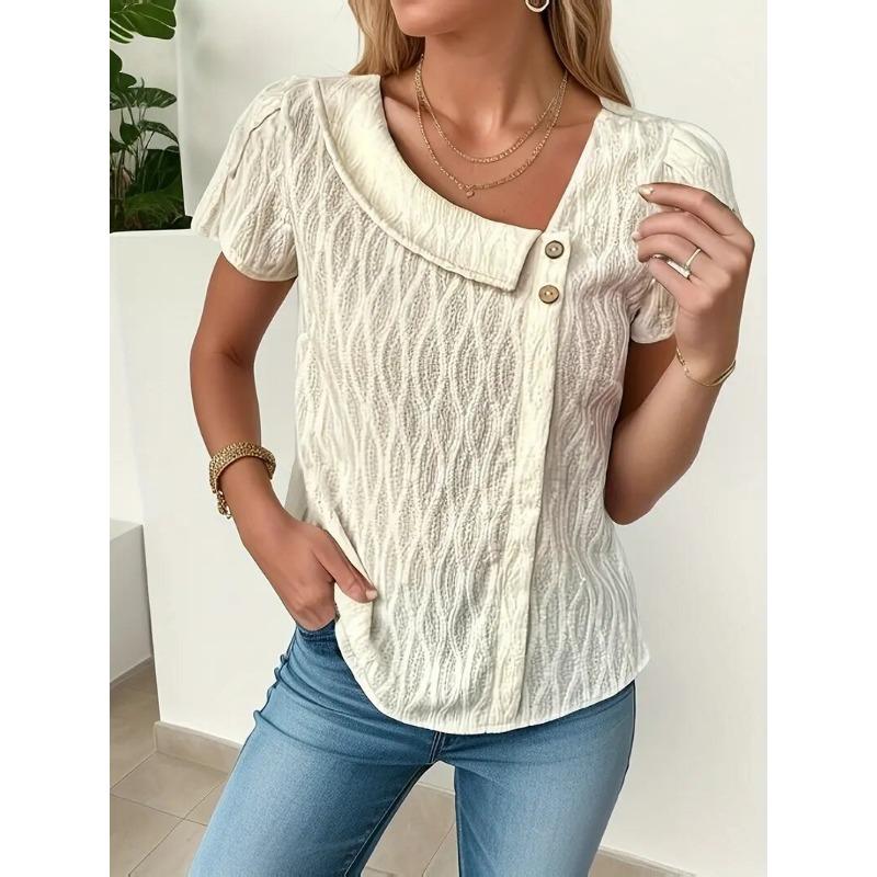 Womens Asymmetric Neck Short Sleeve Blouse S белый
Womens Asymmetric Neck Short Sleeve Blouse S белый