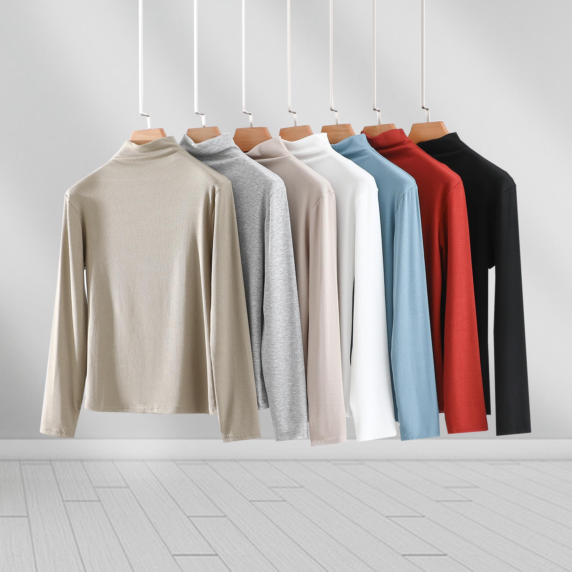 Ribbed High Neck Long-Sleeve Versatile Base Layer T-Shirt for Spring and Autumn One Size
Ribbed High Neck Long-Sleeve Versatile Base Layer T-Shirt for Spring and Autumn One Size