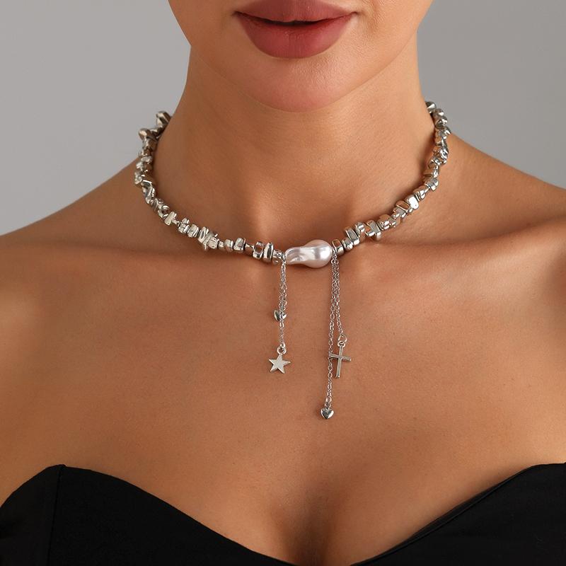 Vintage Heart Irregular Crystal Pearl Beads Necklaces for Women Elegant Simple Silver Color CCB Beaded Choker Necklace Jewelry
Vintage Heart Irregular Crystal Pearl Beads Necklaces for Women Elegant Simple Silver Color CCB Beaded Choker Necklace Jewelry