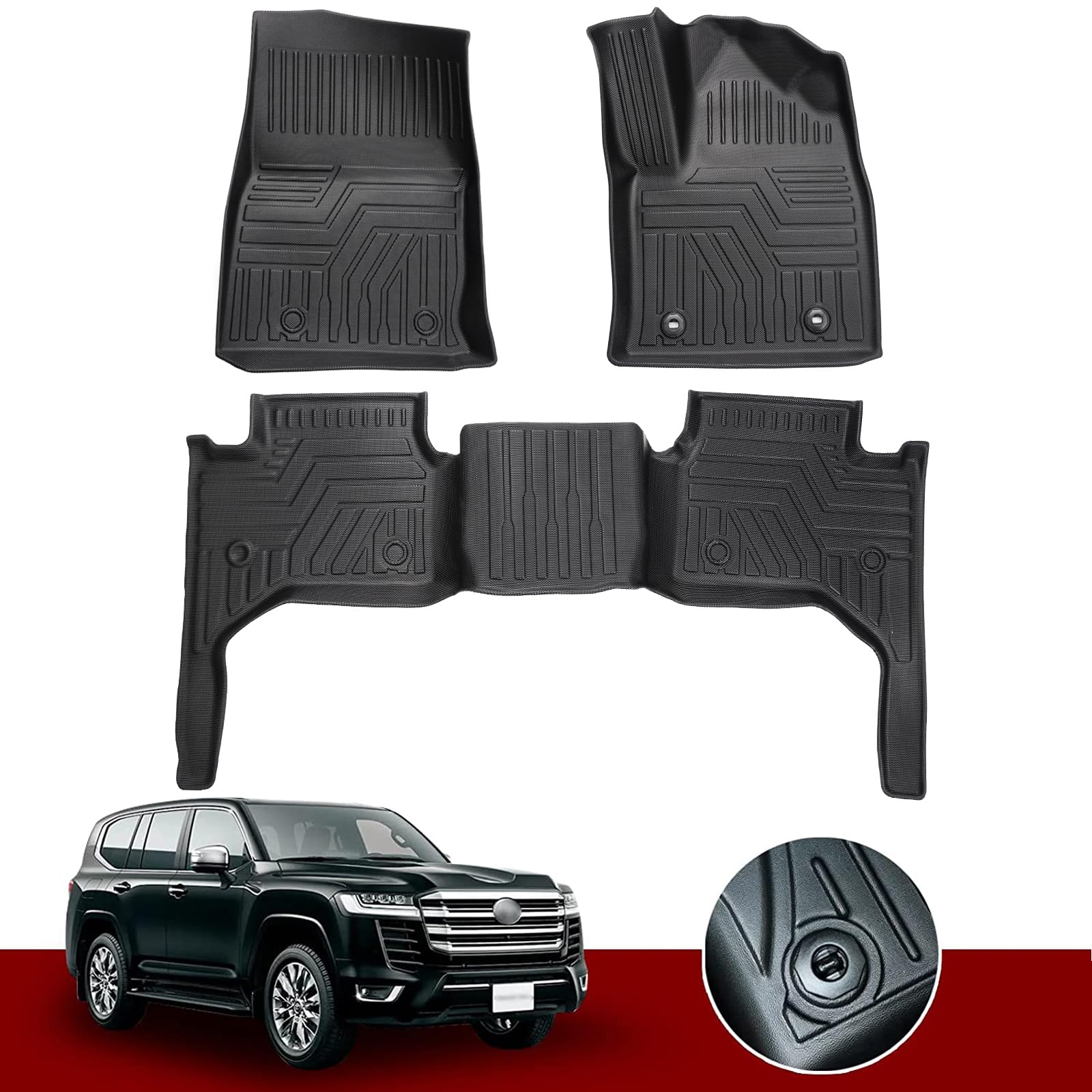 YORKNEIC Коврики для пола Toyota Land Cruiser серии 300 Водонепроницаемые 3D резиновые автомобильные коврики из материала TPE для передней части, устойчивые к пятнам и царапинам, для использования на открытом воздухе
YORKNEIC Коврики для пола Toyota Land Cruiser серии 300 Водонепроницаемые 3D резиновые автомобильные коврики из материала TPE для передней части, устойчивые к пятнам и царапинам, для использования на открытом воздухе