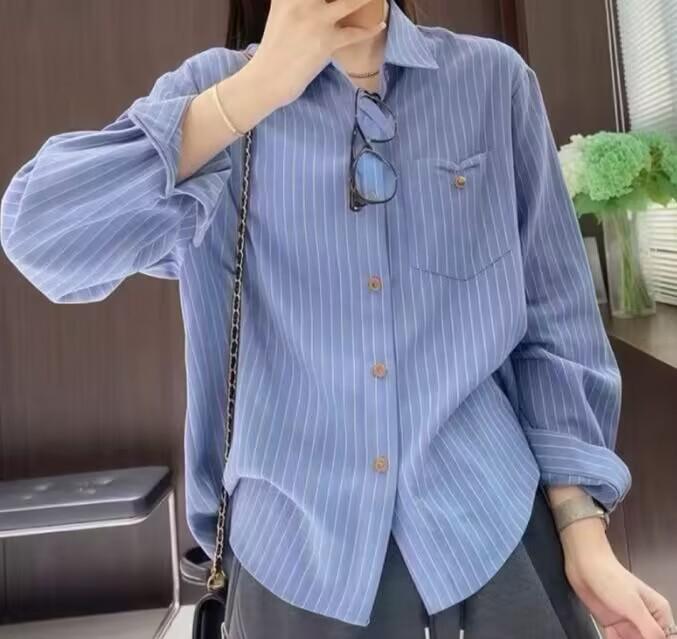 Korean Style Striped Long-Sleeve Shirt with Embroidery - Casual Single-Breasted Top for Women XL
Korean Style Striped Long-Sleeve Shirt with Embroidery - Casual Single-Breasted Top for Women XL
