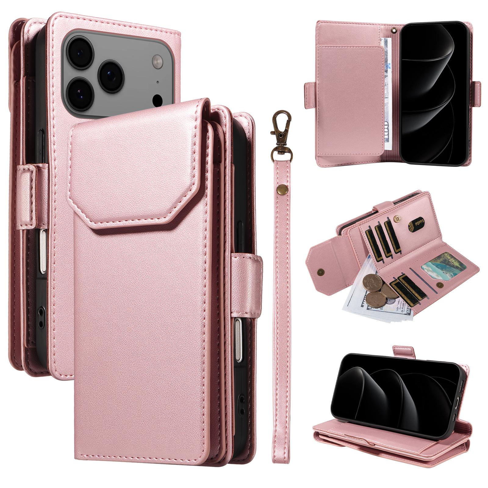 For iPhone 17 Pro Max Case with Multi-Card Holder and Strap PU Leather Phone Cover Stand Rose Gold
For iPhone 17 Pro Max Case with Multi-Card Holder and Strap PU Leather Phone Cover Stand Rose Gold
