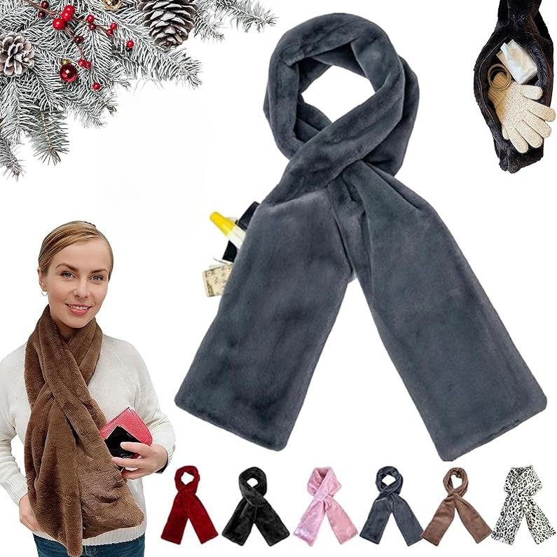 Faux Fur Scarf with Hidden Zipper Pocket, Soft Cozy Warm Pocket Scarf for HandsFree Storage Phone Cards, Keys сірий
Faux Fur Scarf with Hidden Zipper Pocket, Soft Cozy Warm Pocket Scarf for HandsFree Storage Phone Cards, Keys сірий