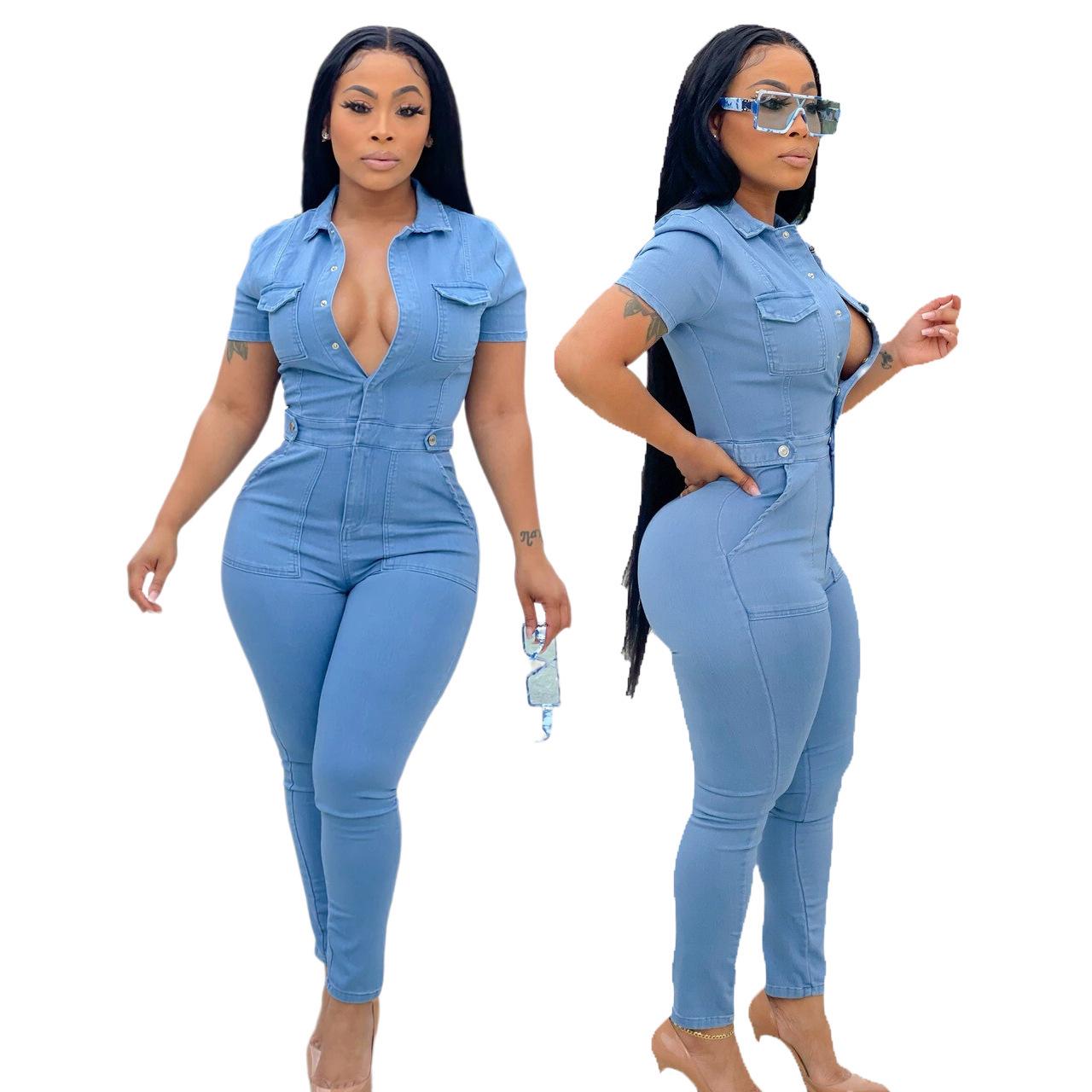 European and American Casual Slim-Fit Denim Women s Jumpsuit Double Extra Large светло-синий
European and American Casual Slim-Fit Denim Women s Jumpsuit Double Extra Large светло-синий
