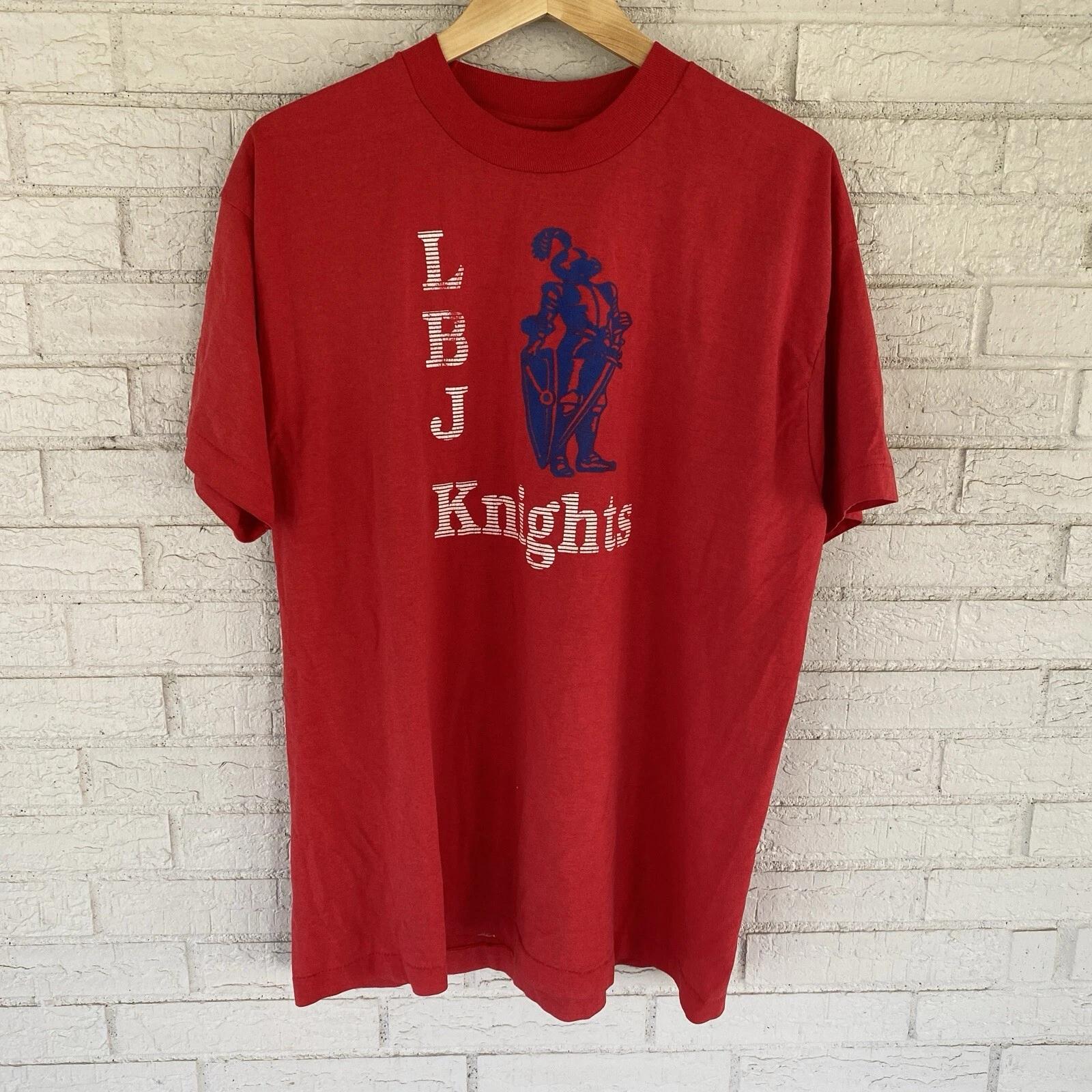 80s 90s LBJ Knights computer IBM font graphic single stitch t-shirt size XXL red XL
80s 90s LBJ Knights computer IBM font graphic single stitch t-shirt size XXL red XL