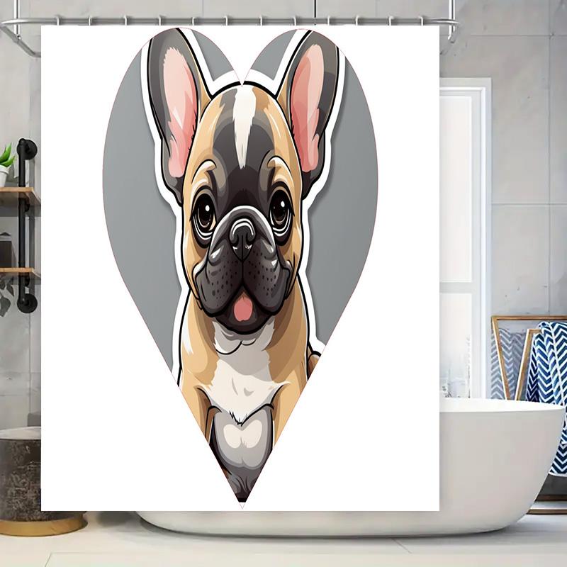 Adorable Dog Shower Curtain Featuring A French Bulldog In Heart Shape Perfect Home Decor Gift For Animal Lovers W60H190(CM)-1 Pcs
Adorable Dog Shower Curtain Featuring A French Bulldog In Heart Shape Perfect Home Decor Gift For Animal Lovers W60H190(CM)-1 Pcs