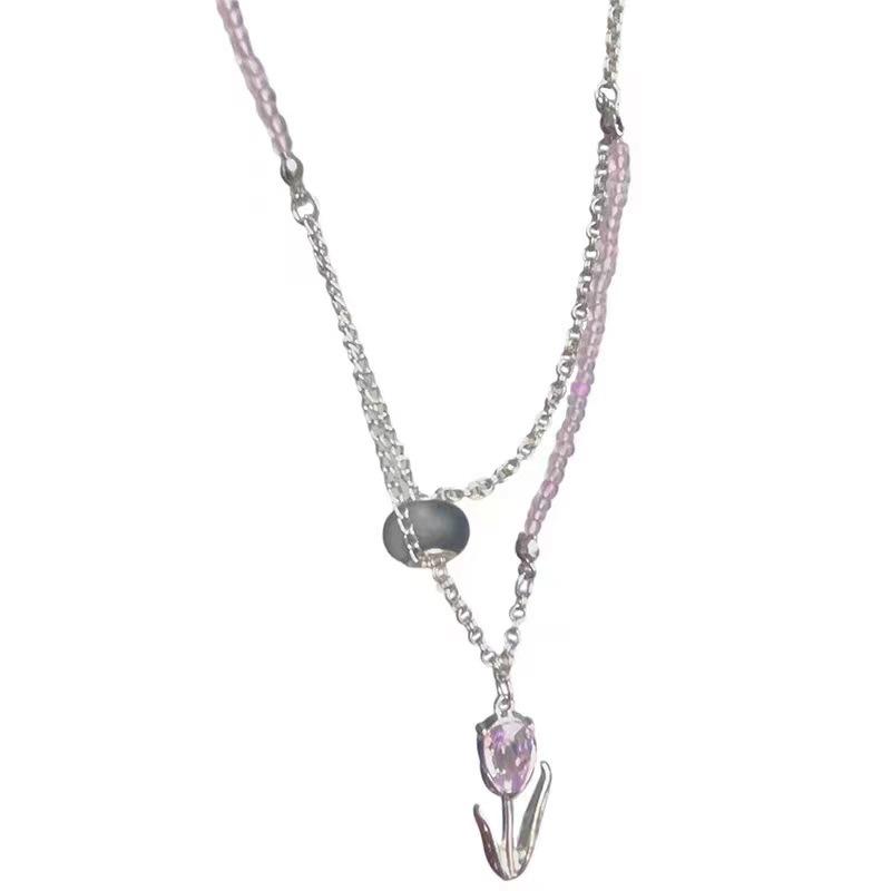 Super fairy purple tulip zircon necklace women s splicing double-layer collarbone chain sweet and cool personality versatile neck jewelry
Super fairy purple tulip zircon necklace women s splicing double-layer collarbone chain sweet and cool personality versatile neck jewelry