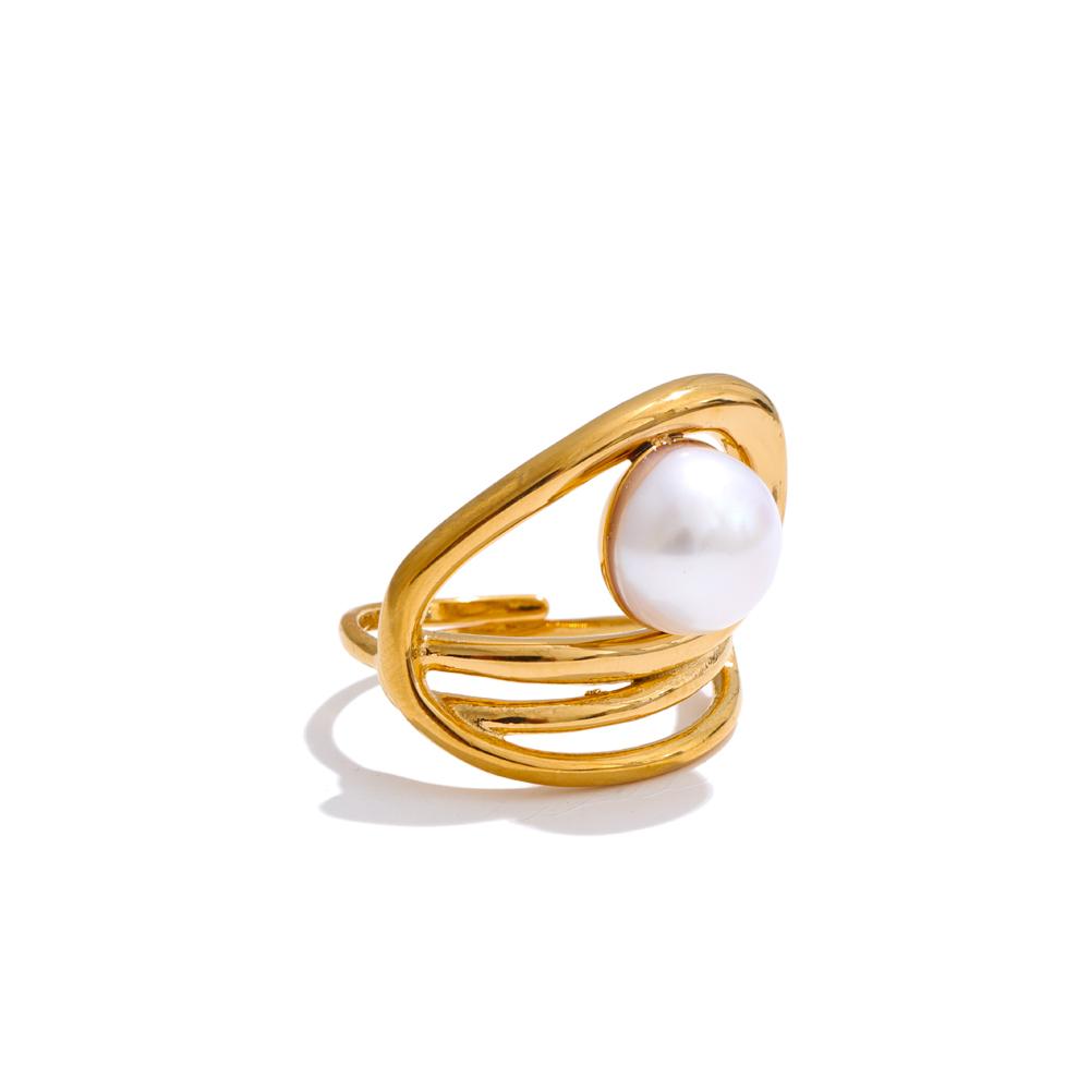 Yhpup 316L Stainless Steel Simulated Pearls Hollow Creative Ring 18K Golden PVD Plated Geometric Daily Popular Jewelry resizable
Yhpup 316L Stainless Steel Simulated Pearls Hollow Creative Ring 18K Golden PVD Plated Geometric Daily Popular Jewelry resizable