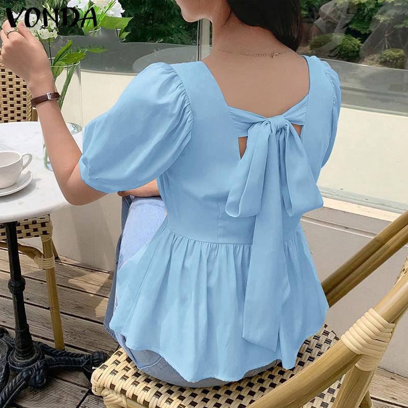 VONDA Summer Women Square Collar Short Sleeve Back Bow Knot Casual Blouse 2XL синий
VONDA Summer Women Square Collar Short Sleeve Back Bow Knot Casual Blouse 2XL синий