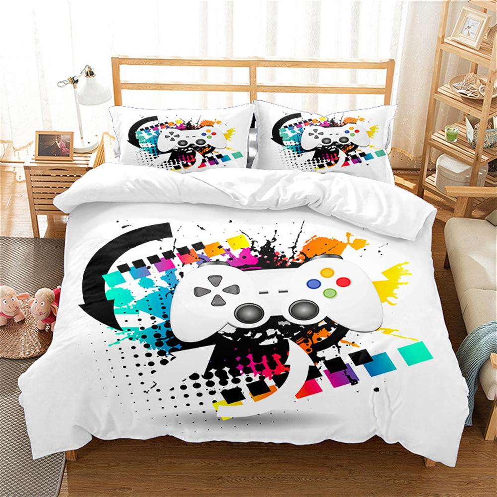 Home Decor Gaming Themed Duvet Cover and Pillowcases, Gamepad Prints Pattern Bedding Set for Adult Boy Girl Bedroom Decoration 135x200cm
Home Decor Gaming Themed Duvet Cover and Pillowcases, Gamepad Prints Pattern Bedding Set for Adult Boy Girl Bedroom Decoration 135x200cm