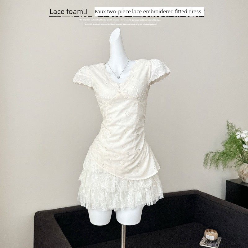 Real Shot of In-Stock Fake Two-Piece Lace Embroidered Dress for Women, Summer Waist-Cinching Dress Apricot XS
Real Shot of In-Stock Fake Two-Piece Lace Embroidered Dress for Women, Summer Waist-Cinching Dress Apricot XS
