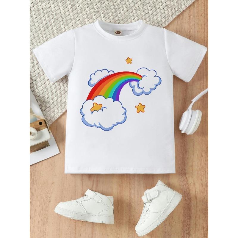 European sizes A Casual Summer Top for Young Girls Featuring a Cartoon Cloud And Rainbow Design, with Short Sleeves And a Round Neckline 164cm білий
European sizes A Casual Summer Top for Young Girls Featuring a Cartoon Cloud And Rainbow Design, with Short Sleeves And a Round Neckline 164cm білий